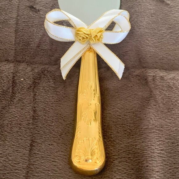 VINTAGE HORTENSE B. HEWITT CO. GOLD HANDLED SERVER, WEDDING ACCESSORY - Picture 5 of 6